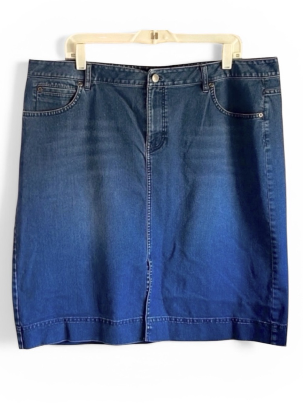 J. Jill Denim Blue Dark Wash Straight High Rise Straight Skirt Size 16